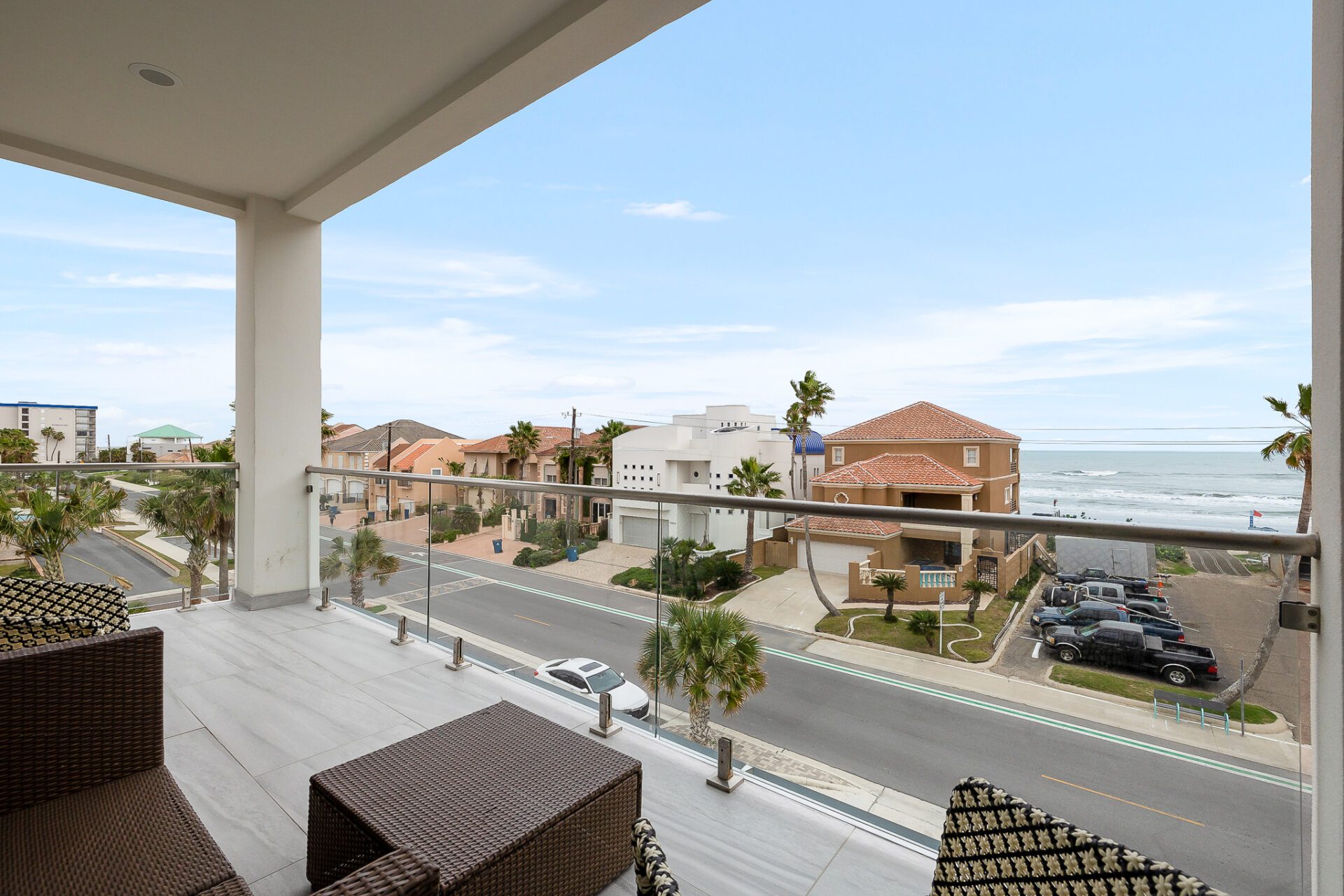 View of a beach from a balcony